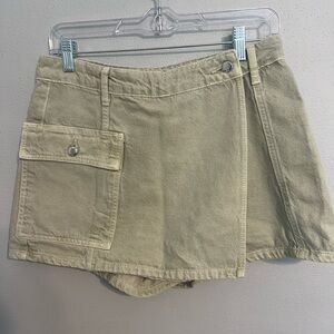 zara olive green denim skort size‎ medium
